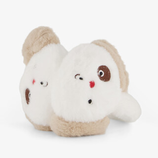 Fluffy meisjes oorwarmers met dierengezichtje wit