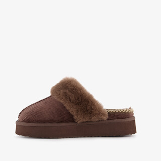 Thu!s gevoerde dames instap pantoffels choco bruin