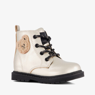 Blue Box meisjes veterboots goud met teddybeertje