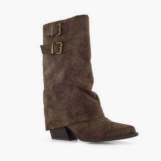 Blue Box dames cowboylaarzen met omslag donkerbruin