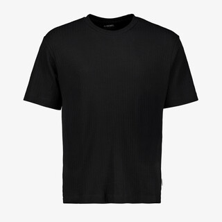 JJ REBEL heren T-shit met ribstructuur zwart