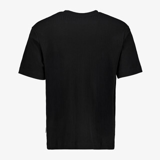 JJ REBEL heren T-shirt met ribstructuur zwart
