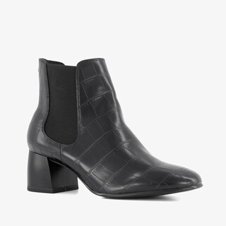 Tamaris dames enkellaarsjes mt croco print zwart