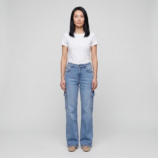 TwoDay dames cargo jeans mediumblauw