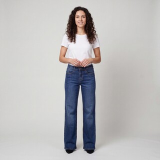 TwoDay dames wide leg jeans donkerblauw lengte 31