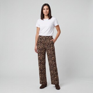TwoDay dames pantalon met panterprint bruin beige