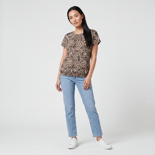 TwoDay dames T-shirt met panterprint bruin