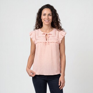 TwoDay dames top met ruches lichtroze