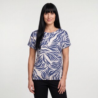 TwoDay dames top met print blauw wit