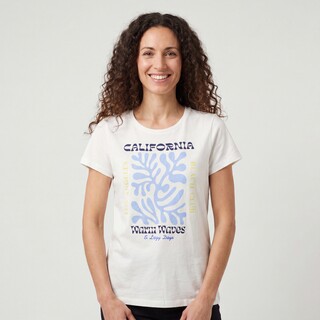TwoDay dames T-shirt met een blauwe opdruk wit