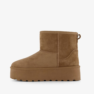 Blue Box gevoerde dames boots plateauzool cognac