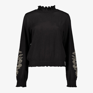 TwoDay dames blouse met geboorde bloemen zwart