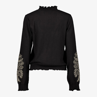 TwoDay dames blouse met geboorde bloemen zwart