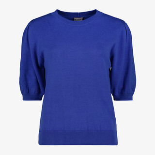 TwoDay dames trui met halflange pofmouwen blauw