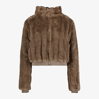 TwoDay dames bomber jas met imitatiebont bruin