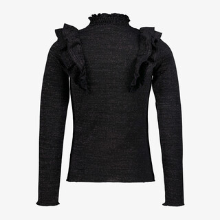 TwoDay meisjes shirt met lange mouwen en glitters zwart