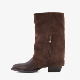 Nova slouchy dames cowboylaarzen met omslag bruin