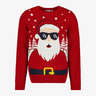 Unsigned heren kersttrui met kerstman en zonnebril