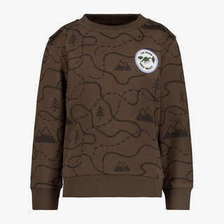 Unsigned jongens sweater met print bruin