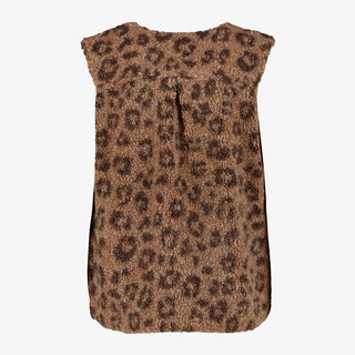 TwoDay meisjes teddy gilet met panterprint bruin