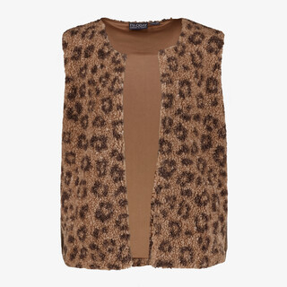 TwoDay meisjes teddy gilet met panterprint bruin