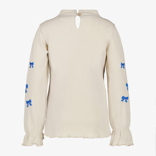TwoDay meisjes shirt met strikjes ecru blauw