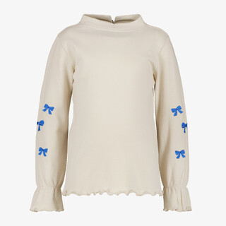 TwoDay meisjes shirt met strikjes ecru blauw