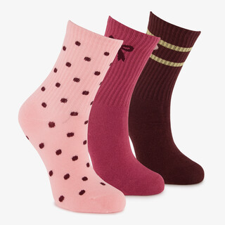 3 paar meisjes sokken met design roze bruin