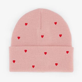 Meisjes muts met hartjes roze