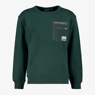 Unsigned jongens sweater met borstzakje donkergroen