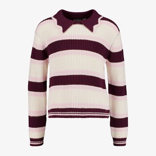 TwoDay gebreide meisjes trui met kraagje wit roze bordeaux