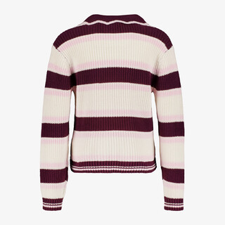 TwoDay gebreide meisjes trui met kraagje wit roze bordeaux