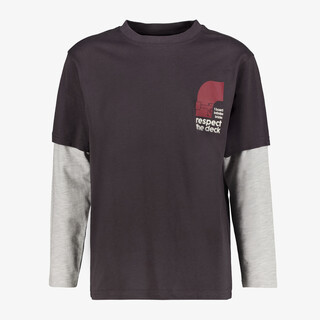 Unsigned jongens shirt met lange mouwen en backprint grijs
