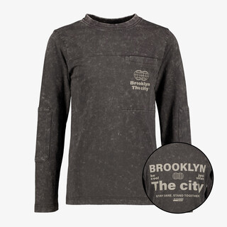 Unsigned longsleeve jongens shirt met backprint grijs