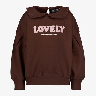 TwoDay meisjes sweater met kraagje donkerbruin