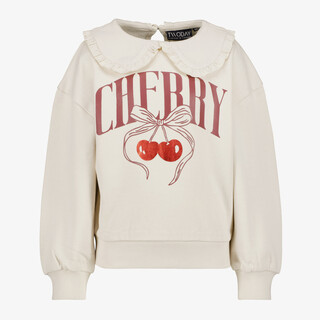 TwoDay cherry meisjes sweater met kraagje wit
