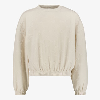 TwoDay meisjes sweater met geborduurde strikjes ecru