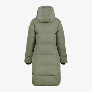 Kjelvik lange dames winterjas gewatteerd groen