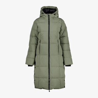 Kjelvik lange dames winterjas gewatteerd groen