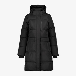 Kjelvik lange dames winterjas gewatteerd zwart