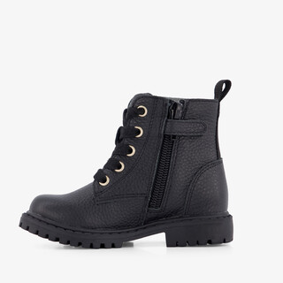 Stap leren meisjes veterboots met vlinder zwart