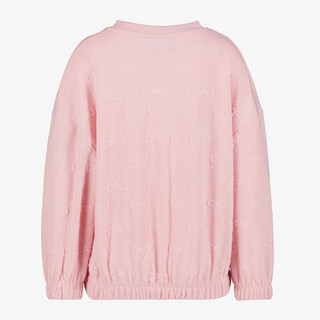 TwoDay meisjes sweater met strikjes structuur roze