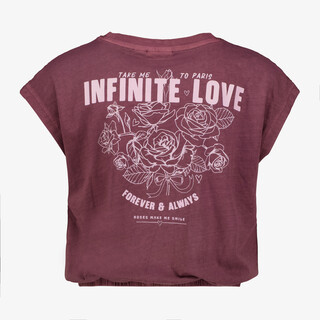 TwoDay cropped meisjes T-shirt met backprint bordeaux