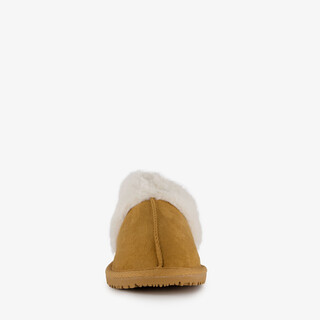Thu!s dames instap pantoffels met imitatiebont bruin