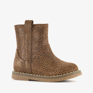 Stap suède meisjes boots met stippen bruin