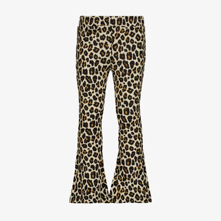 Name It flared meisjes broek met panterprint bruin beige