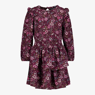 TwoDay meisjes jurk met ruches en bloemenprint paars