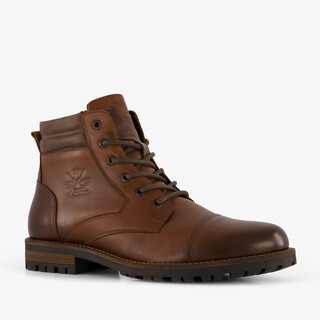 Output leren heren veterboots cognac