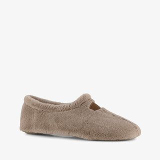 Thuis dames pantoffels van imitatiebont beige