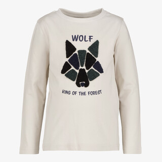 Unsigned jongens longsleeve met wolvenkop ecru